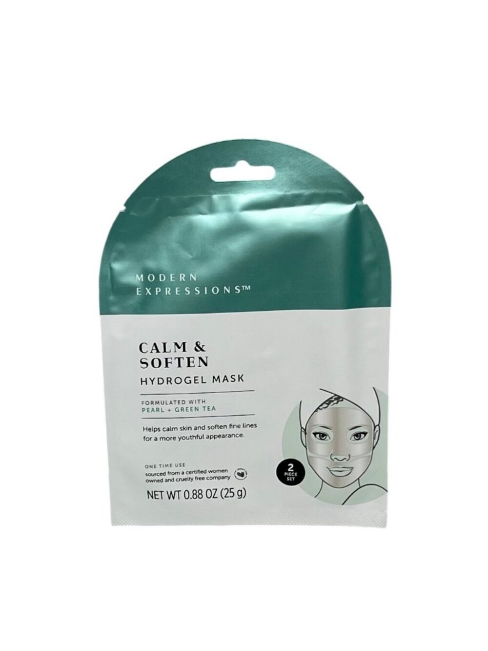 Lot of 2 Modern Expressions Calm & Soften Hydrogel Mask Pearl & Green Tea